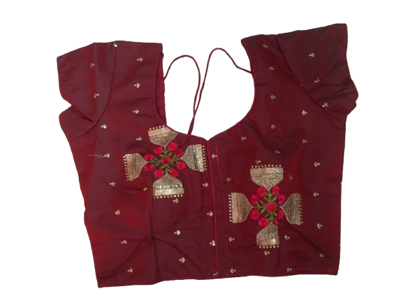 Raw Silk Maroon Designer Blouse 145